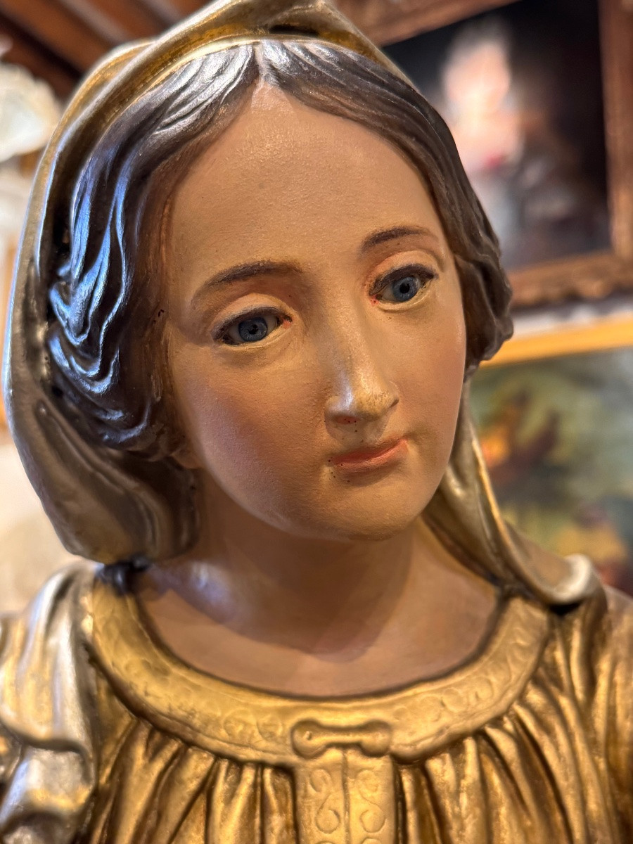 Virgin And Child, 19th Century, Gilt And Silvered Papier-mâché – “monstra Te Esse Matrem”-photo-4