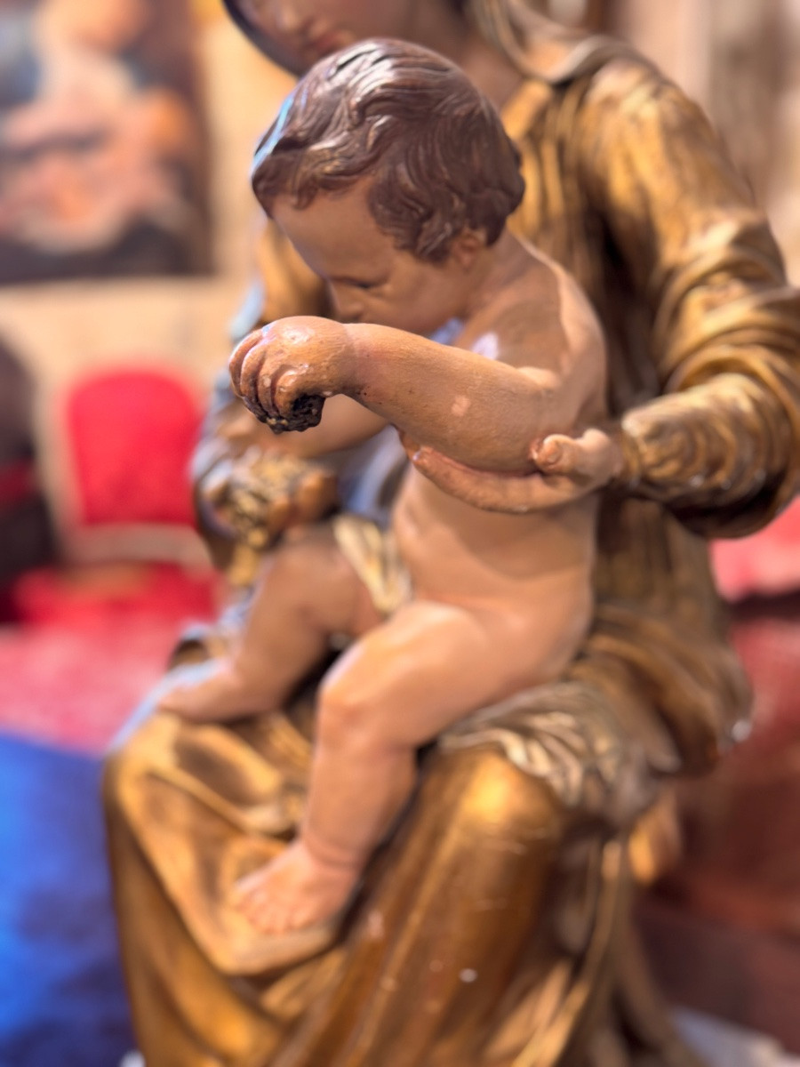 Virgin And Child, 19th Century, Gilt And Silvered Papier-mâché – “monstra Te Esse Matrem”-photo-2