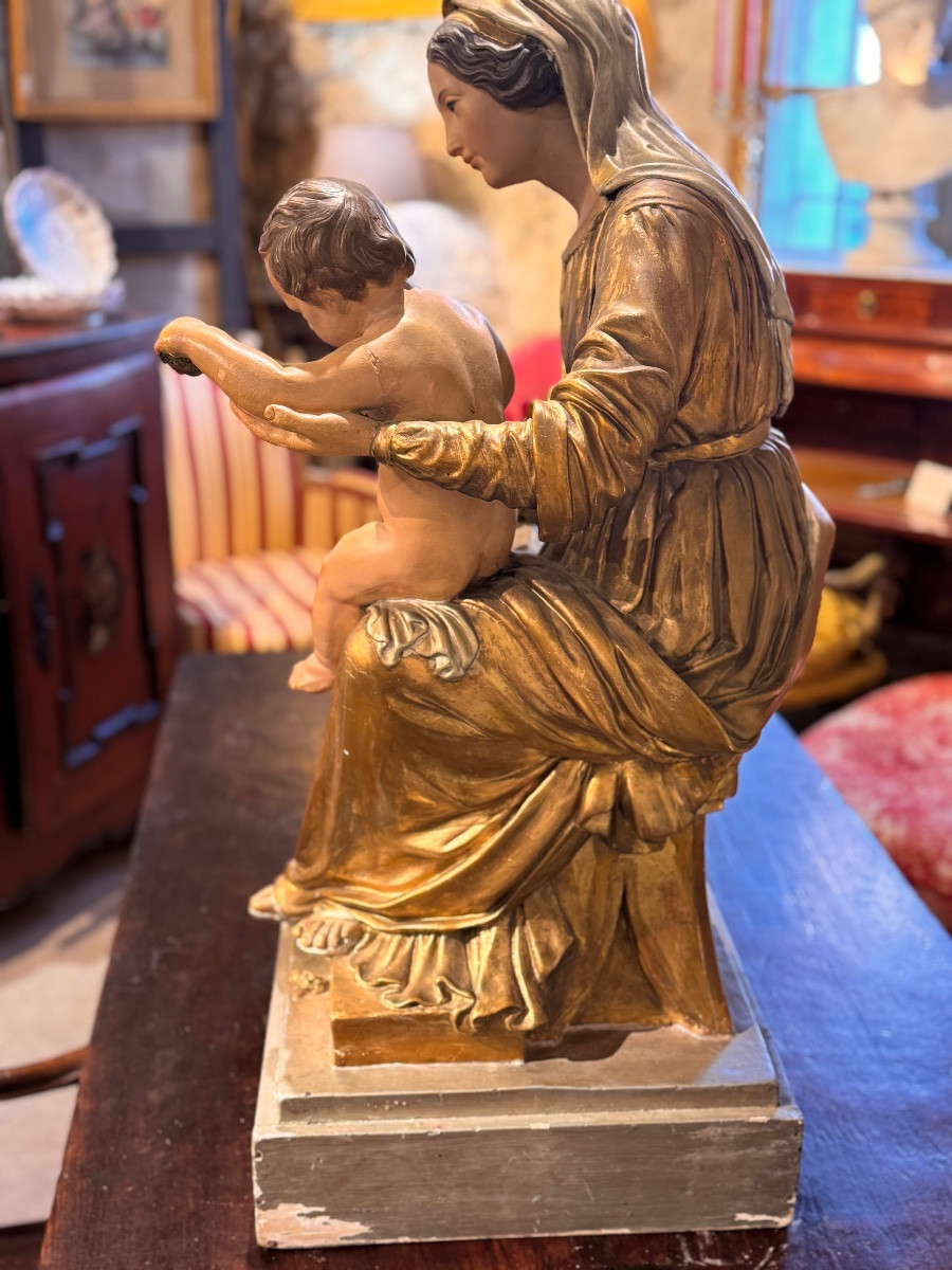 Virgin And Child, 19th Century, Gilt And Silvered Papier-mâché – “monstra Te Esse Matrem”-photo-4