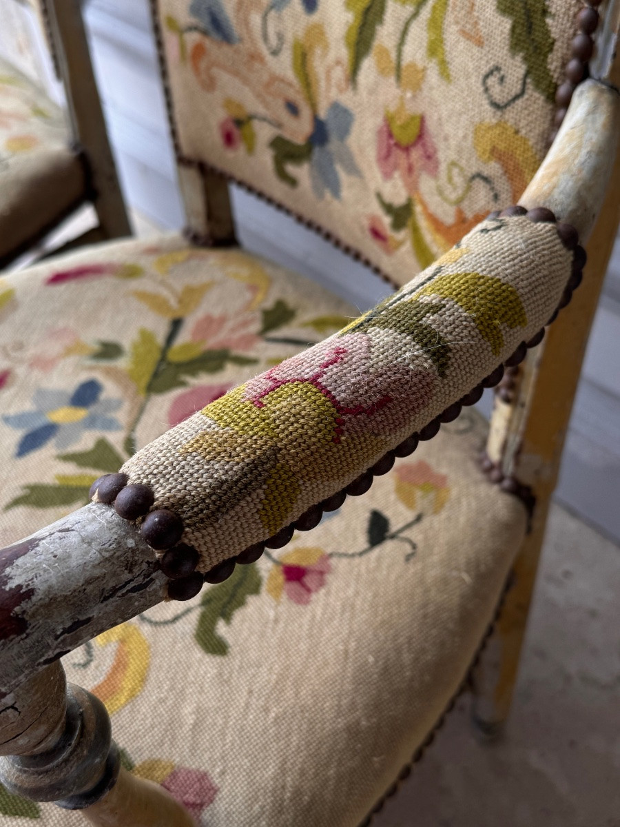 Pair Of Straw-seated Chairs From The 18th Century, Provence-photo-2