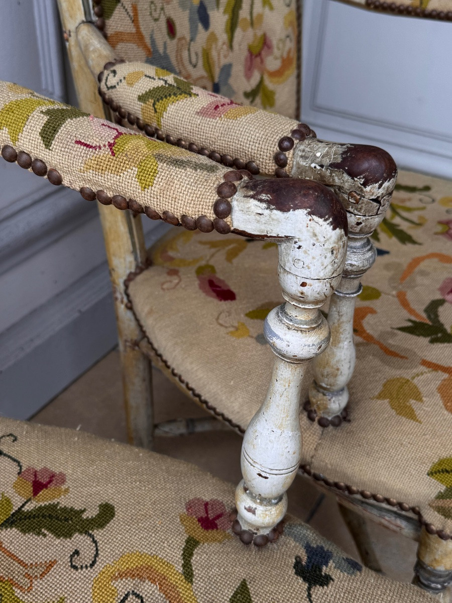 Pair Of Straw-seated Chairs From The 18th Century, Provence-photo-3