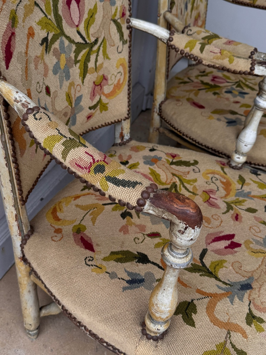 Pair Of Straw-seated Chairs From The 18th Century, Provence-photo-5