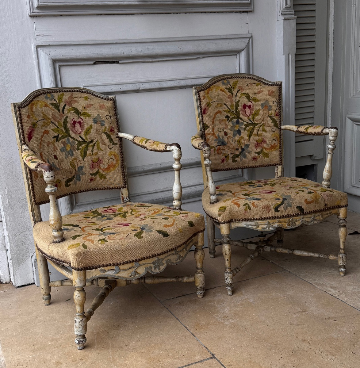 Pair Of Straw-seated Chairs From The 18th Century, Provence