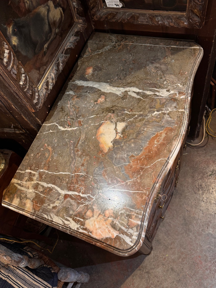 Small Louis XV Walnut Commode With Marble Top, 18th Century-photo-3