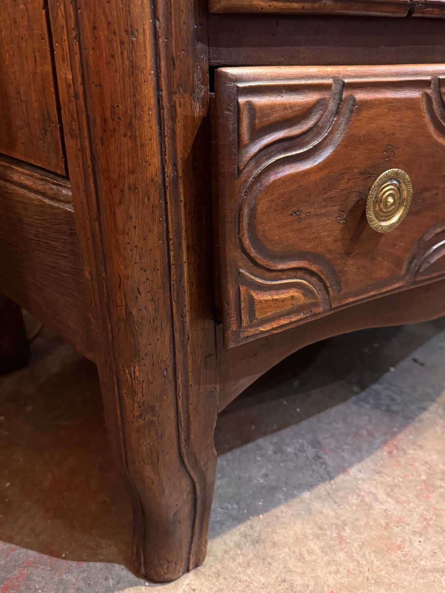 Small Louis XV Walnut Commode With Marble Top, 18th Century-photo-4