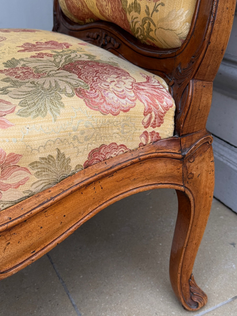 Regency Style Armchair In Carved Walnut, 18th Century Spirit-photo-4