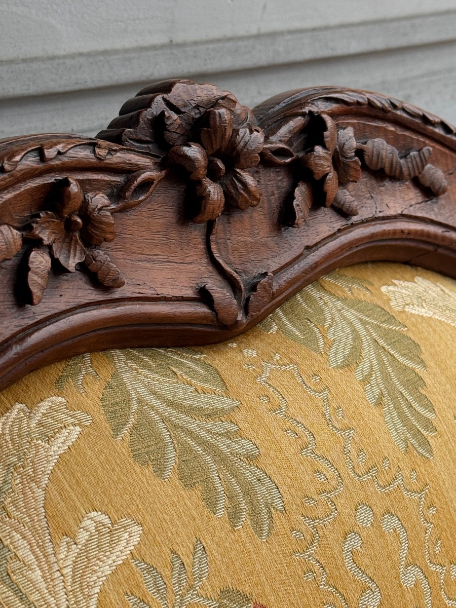 Regency Style Armchair In Carved Walnut, 18th Century Spirit-photo-1