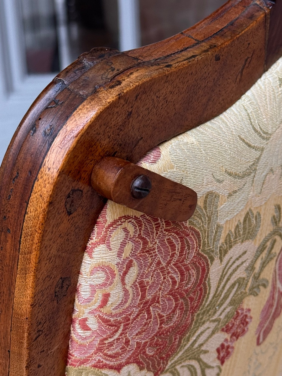 Regency Style Armchair In Carved Walnut, 18th Century Spirit-photo-2
