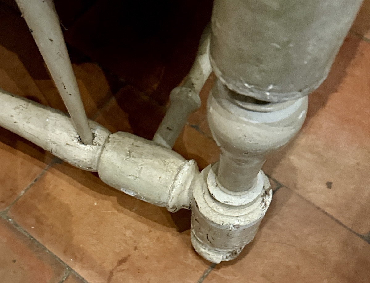 Rare 18th-century Provençal Straw Bench – Known As A “radassier” – With Straw And Gold Paint-photo-3