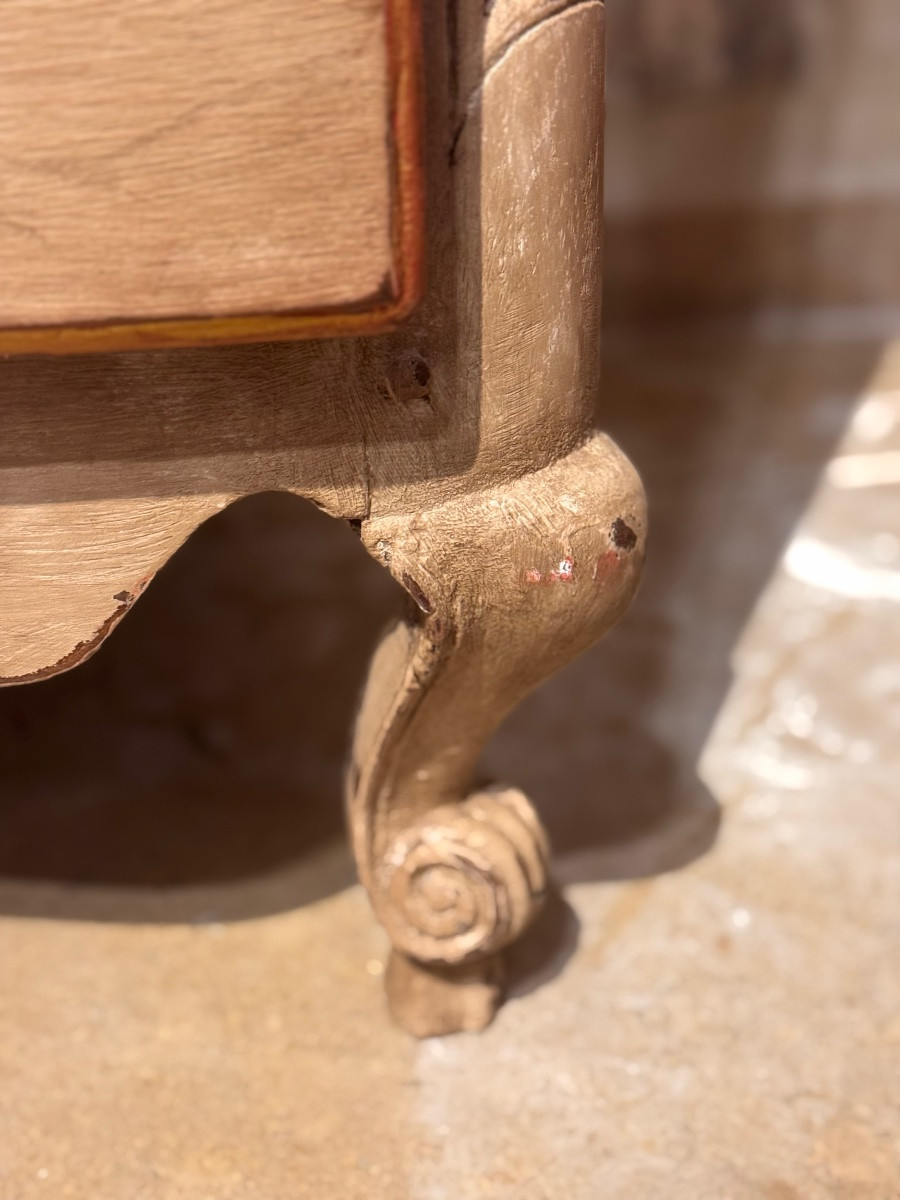 Commode provençale galbée en noyer peint, XVIIIe siècle-photo-3