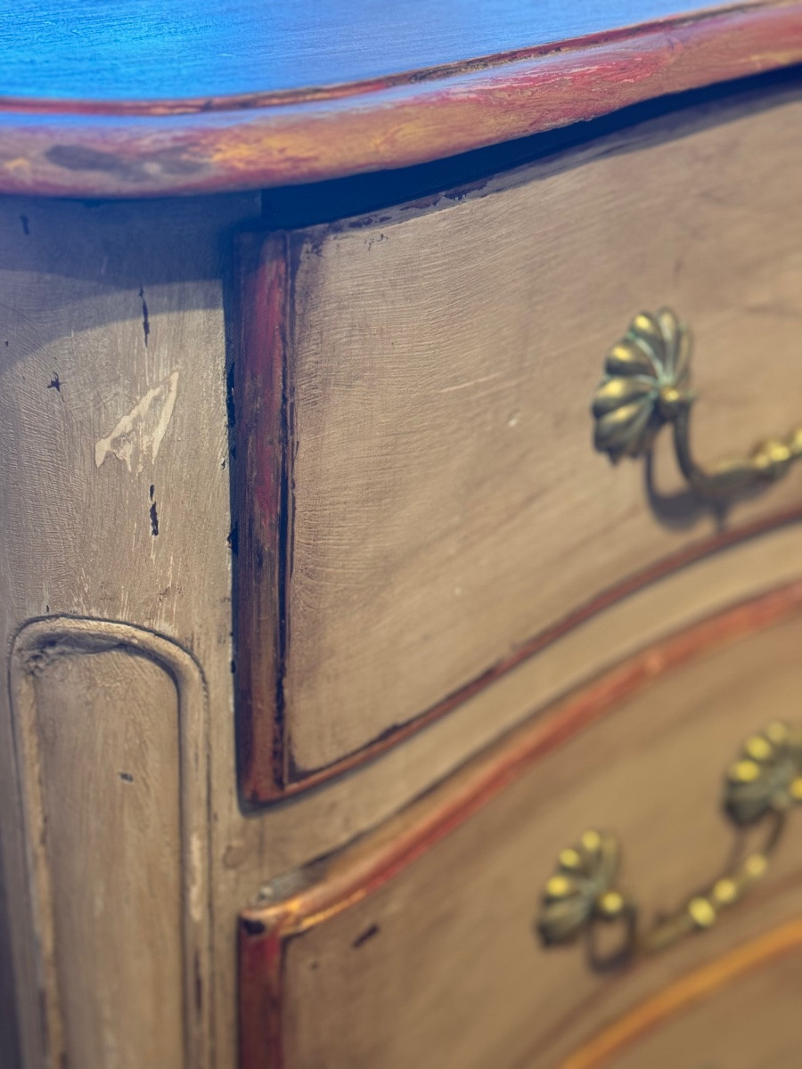 Commode provençale galbée en noyer peint, XVIIIe siècle-photo-4