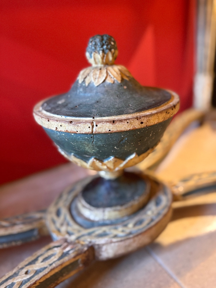 Console aixoise d’époque Louis XVI en bois sculpté et laqué, XVIIIe siècle-photo-3