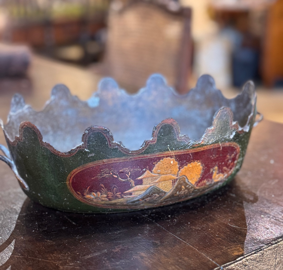 European Lacquered Glass Cooler - 18th Century