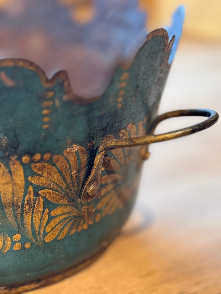 Verrière de table en tôle peinte à décor floral – -photo-4