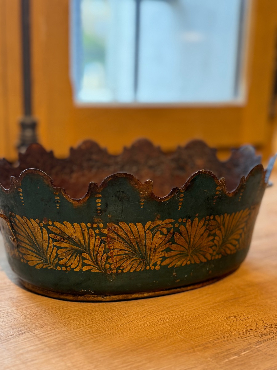 Verrière de table en tôle peinte à décor floral – -photo-7