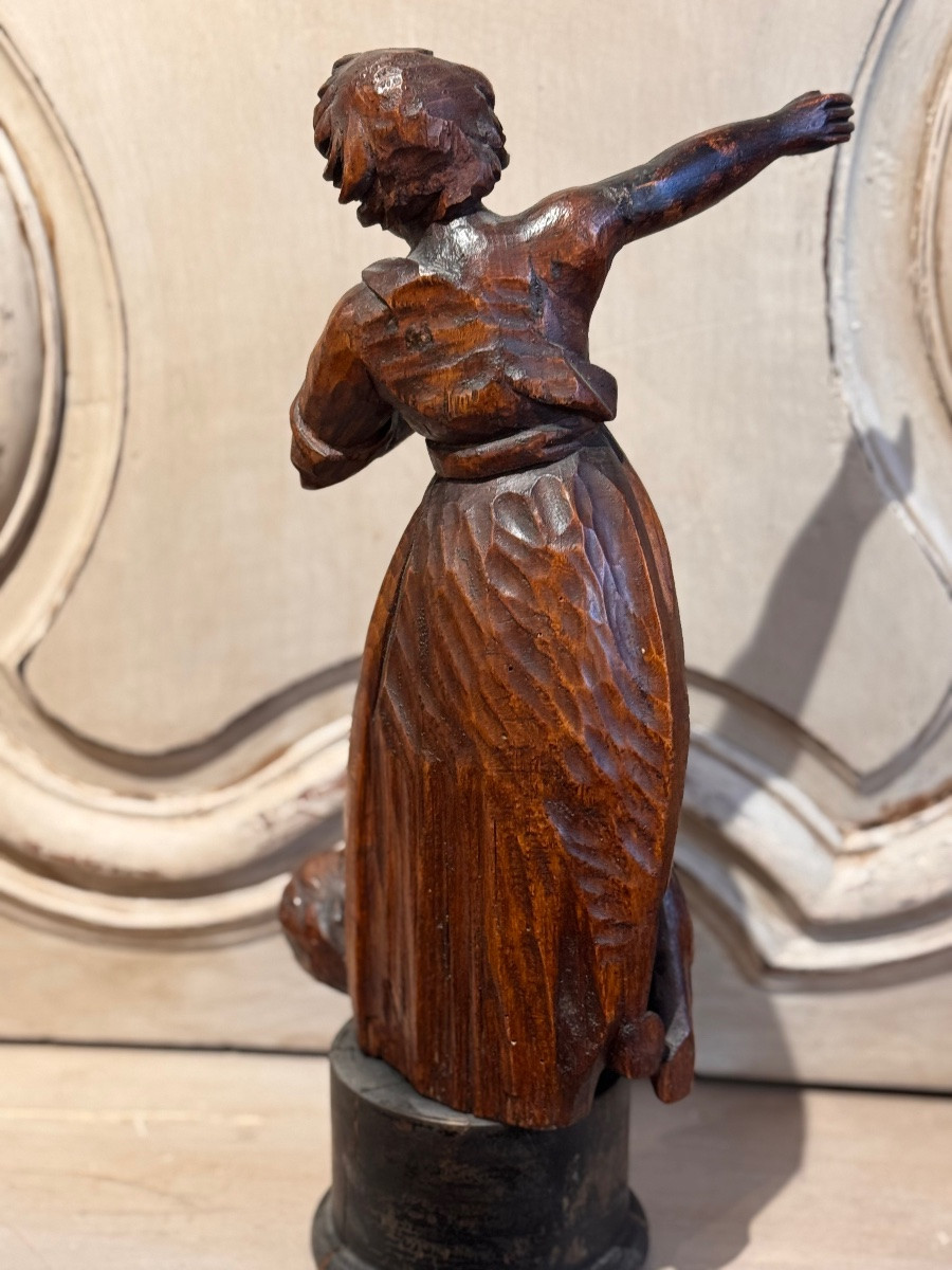 Saint Michael Slaying The Demon – Carved Wooden Sculpture – 18th Century-photo-3