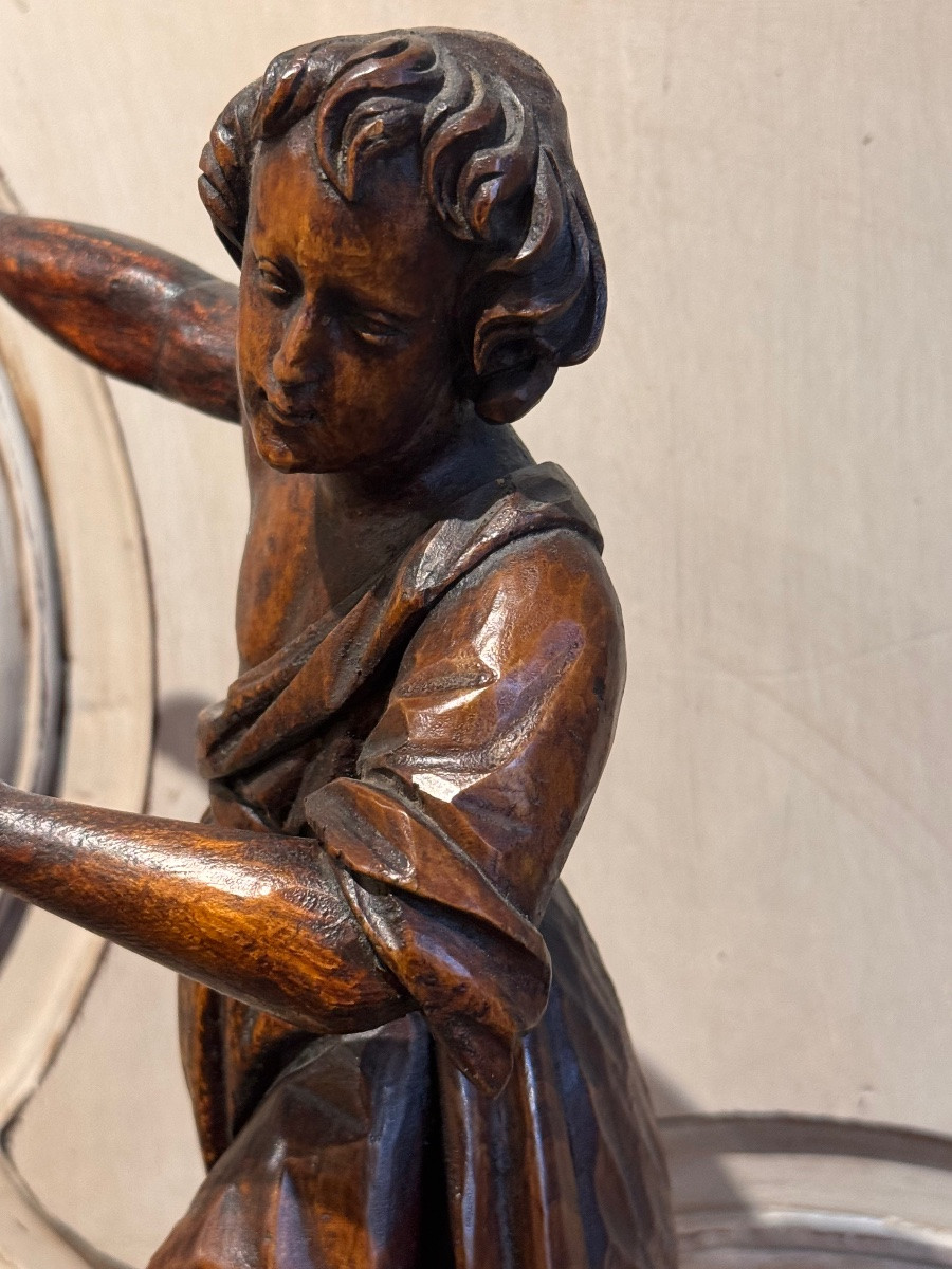 Saint Michael Slaying The Demon – Carved Wooden Sculpture – 18th Century-photo-4