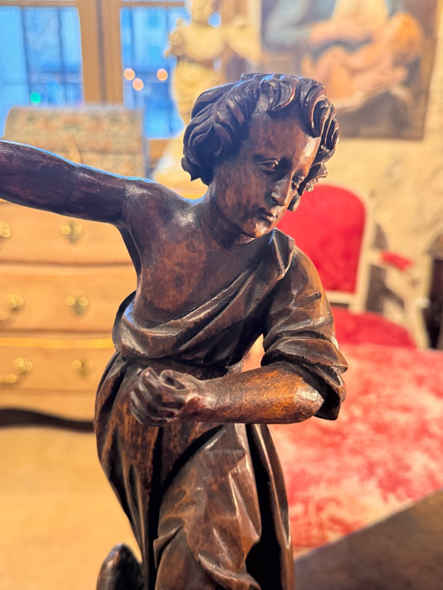 Saint Michael Slaying The Demon – Carved Wooden Sculpture – 18th Century-photo-6