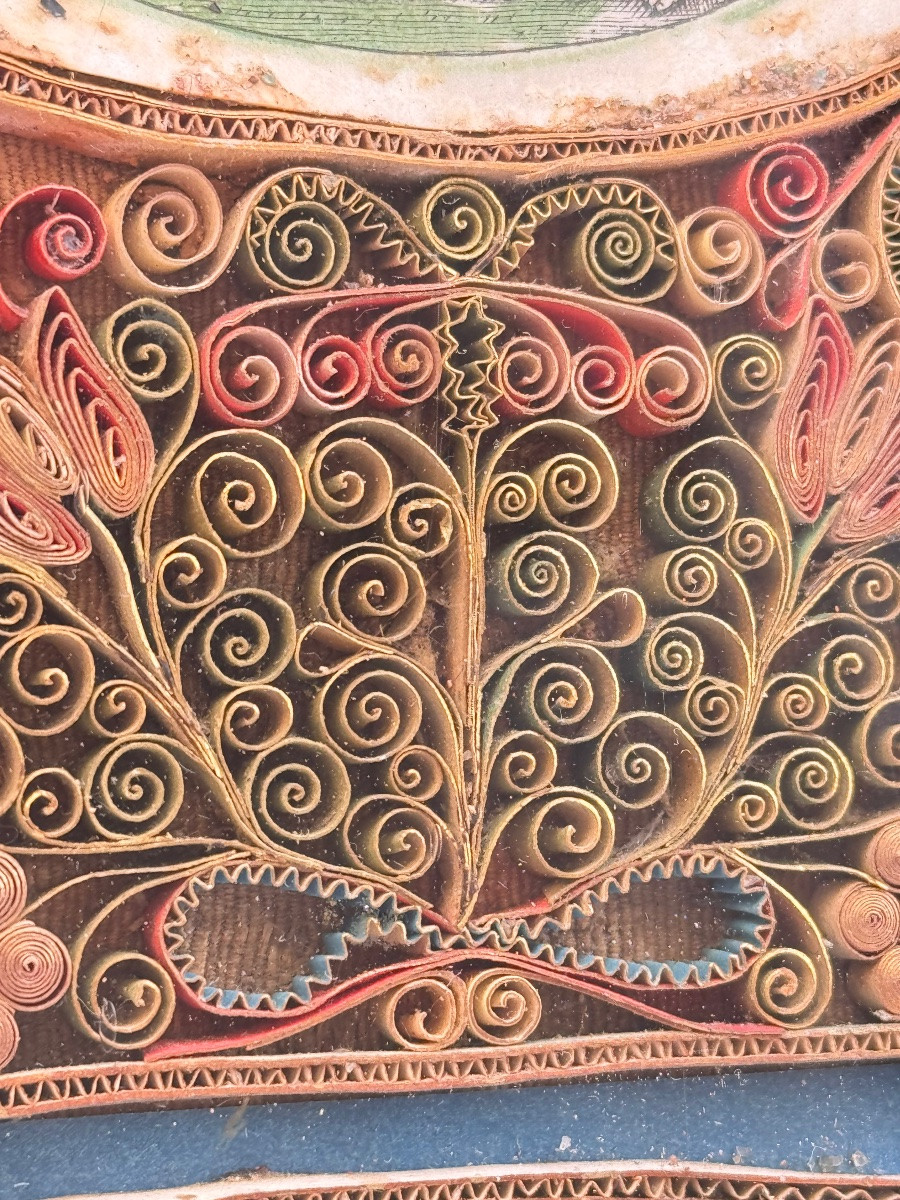 Paperolle du XVIIe siècle – le repos pendant La Fuite en Égypte – Sainte Famille-photo-3