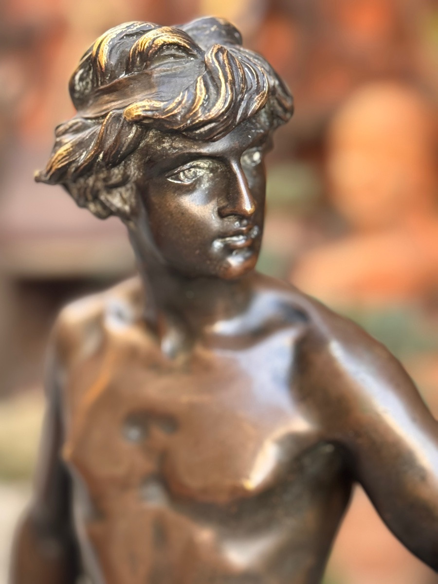 Adrien Étienne Gaudez (1845-1902) – David – Bronze à patine brune, fin XIXe siècle-photo-2