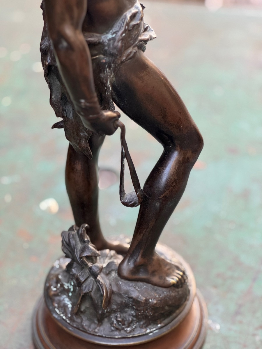 Adrien Étienne Gaudez (1845-1902) – David – Bronze à patine brune, fin XIXe siècle-photo-2