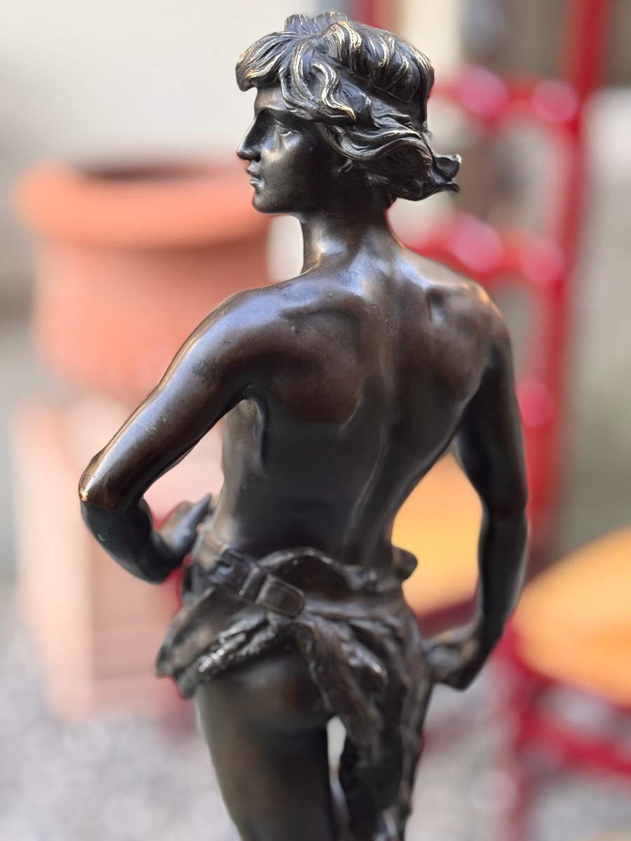 Adrien Étienne Gaudez (1845-1902) – David – Bronze à patine brune, fin XIXe siècle-photo-3