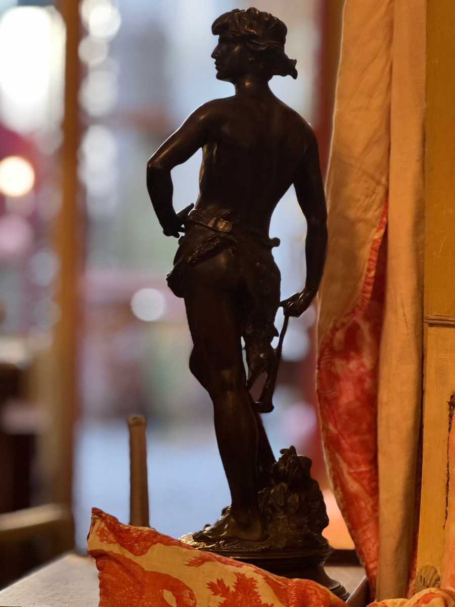 Adrien Étienne Gaudez (1845-1902) – David – Bronze à patine brune, fin XIXe siècle-photo-6