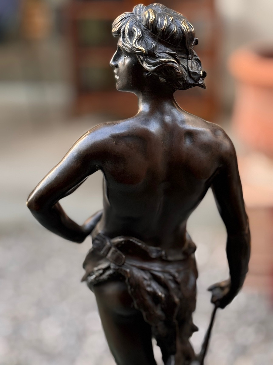 Adrien Étienne Gaudez (1845-1902) – David – Bronze à patine brune, fin XIXe siècle-photo-7