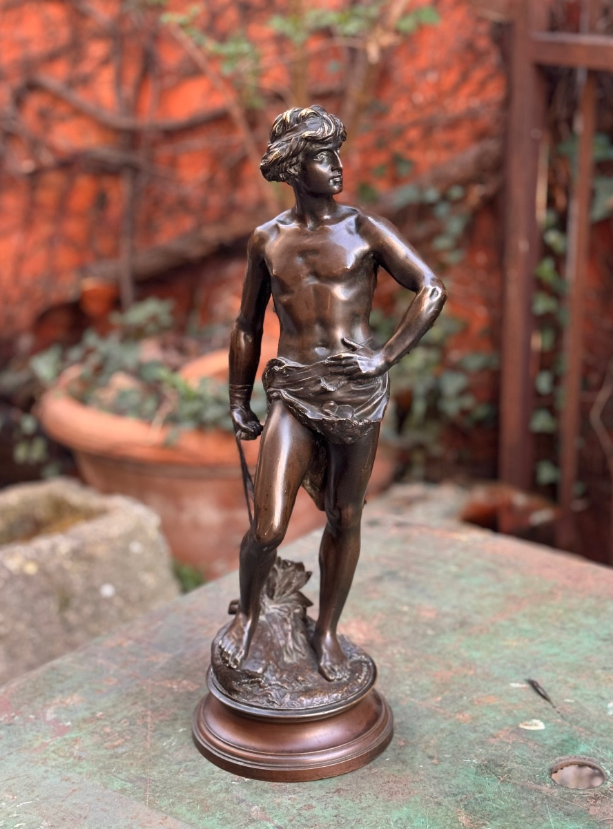 Adrien Étienne Gaudez (1845-1902) – David – Bronze à patine brune, fin XIXe siècle