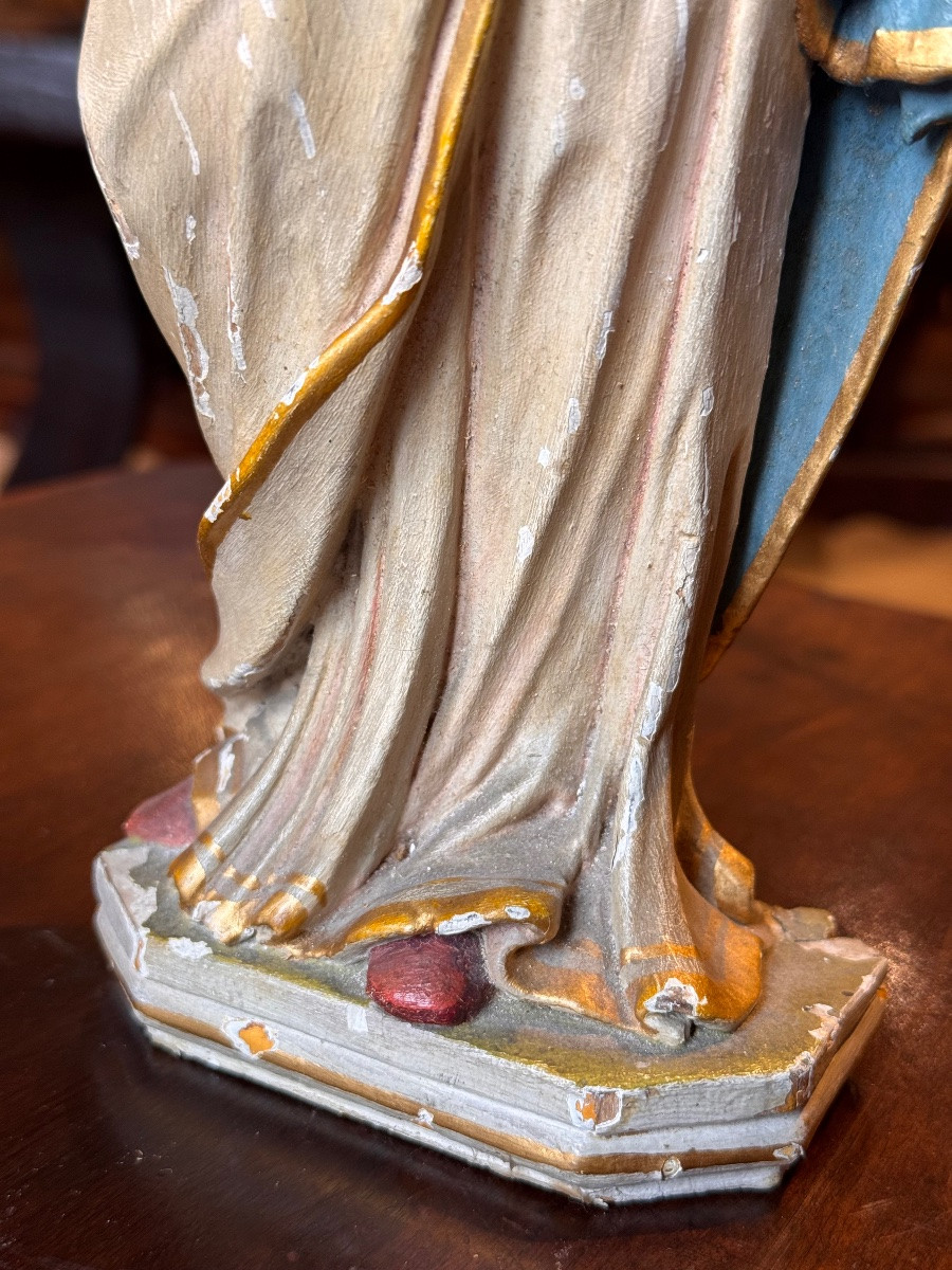 Vierge à l’Enfant en bois sculpté et polychromé – XVIIIe siècle-photo-3