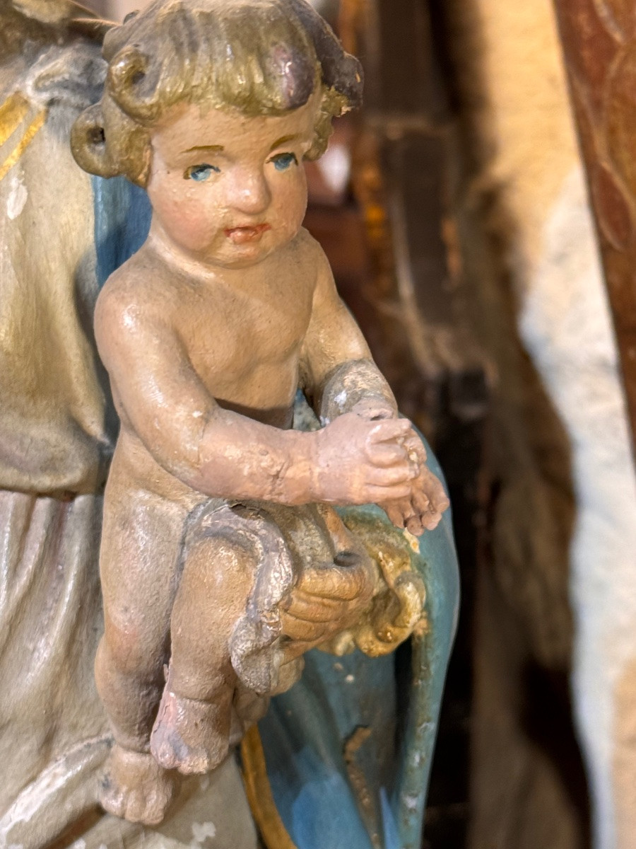 Vierge à l’Enfant en bois sculpté et polychromé – XVIIIe siècle-photo-7