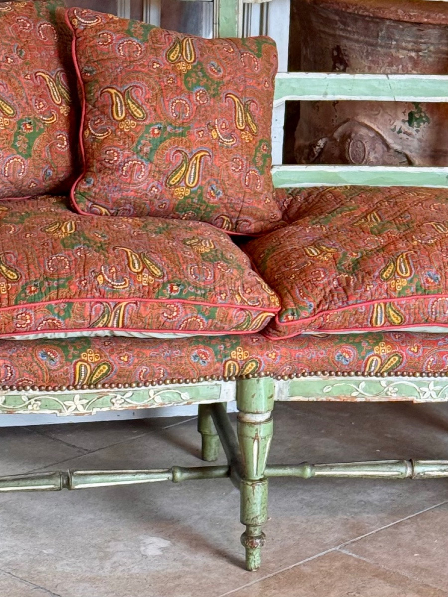 Large Provençal Radassier Three-seater Straw-coated Chair – 18th Century – Louis XVI-photo-2