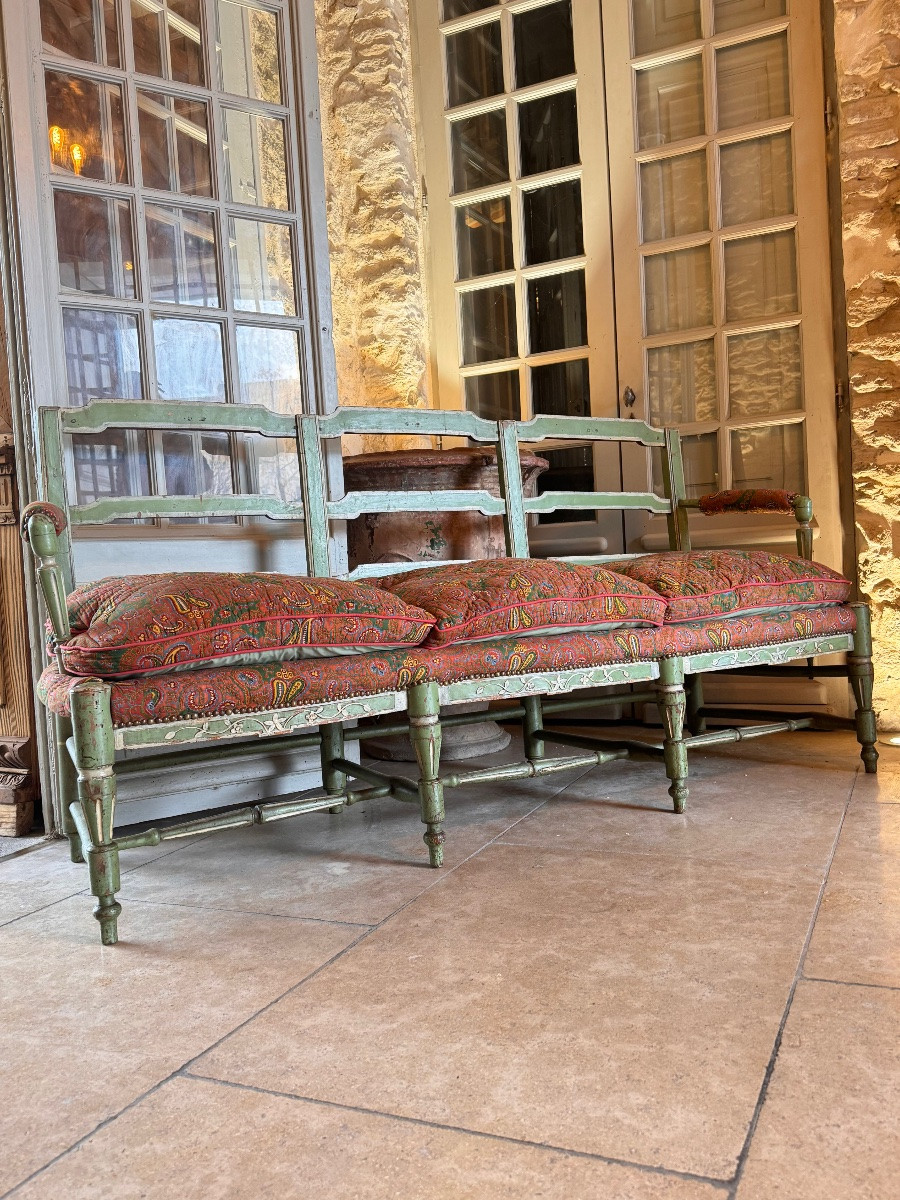 Large Provençal Radassier Three-seater Straw-coated Chair – 18th Century – Louis XVI-photo-4