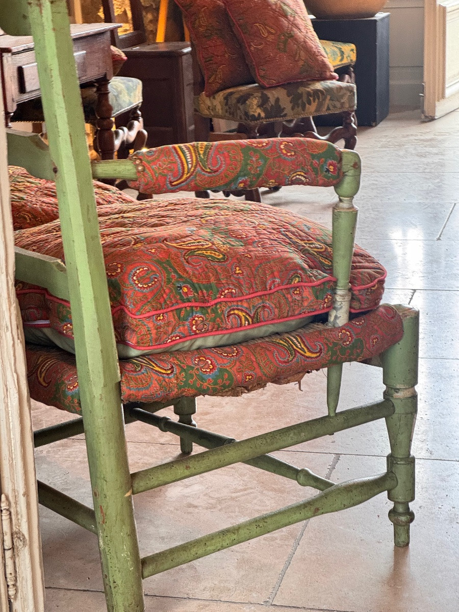 Large Provençal Radassier Three-seater Straw-coated Chair – 18th Century – Louis XVI-photo-1