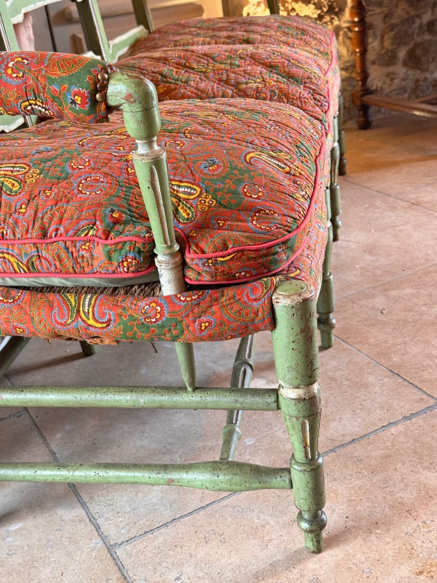 Large Provençal Radassier Three-seater Straw-coated Chair – 18th Century – Louis XVI-photo-2