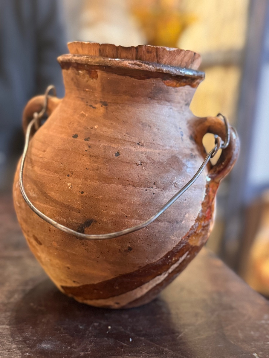 Grande Poterie Culinaire en Terre Vernissée – Marmite de Cheminée Suspendue – XVIIᵉ / XVIIIᵉ -photo-2