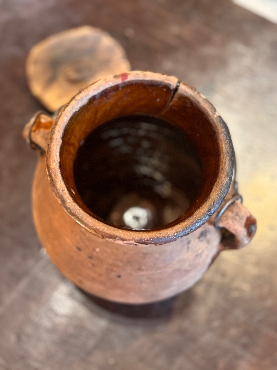 Grande Poterie Culinaire en Terre Vernissée – Marmite de Cheminée Suspendue – XVIIᵉ / XVIIIᵉ -photo-2