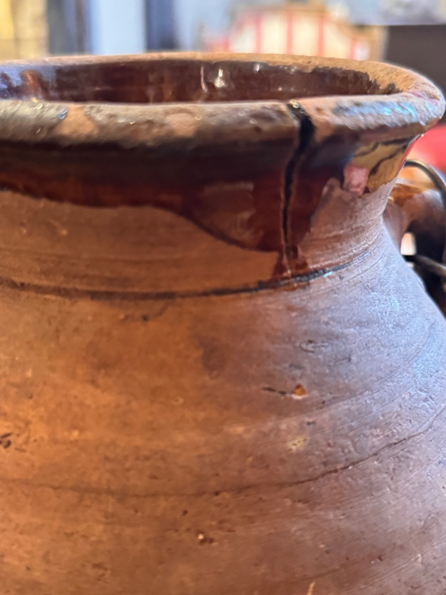 Grande Poterie Culinaire en Terre Vernissée – Marmite de Cheminée Suspendue – XVIIᵉ / XVIIIᵉ -photo-5