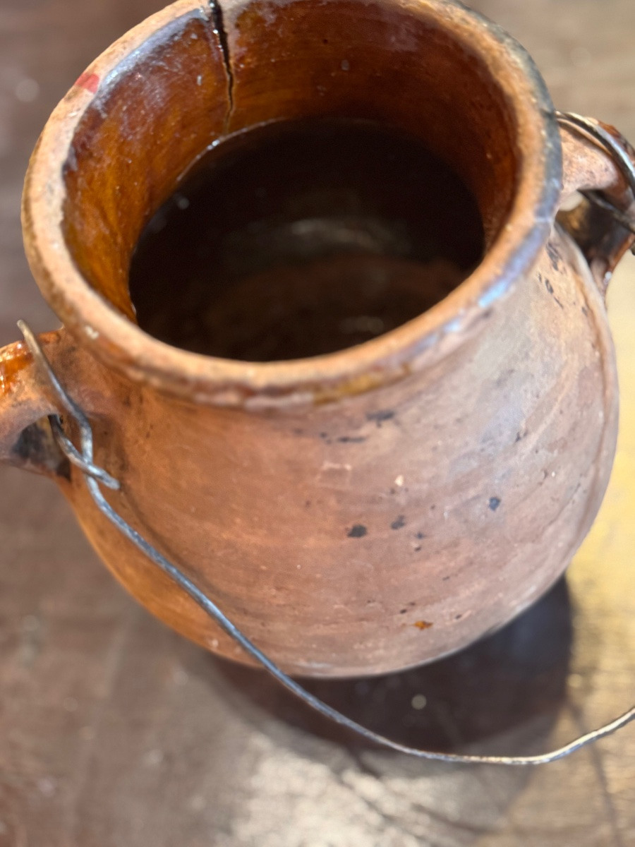 Grande Poterie Culinaire en Terre Vernissée – Marmite de Cheminée Suspendue – XVIIᵉ / XVIIIᵉ -photo-7