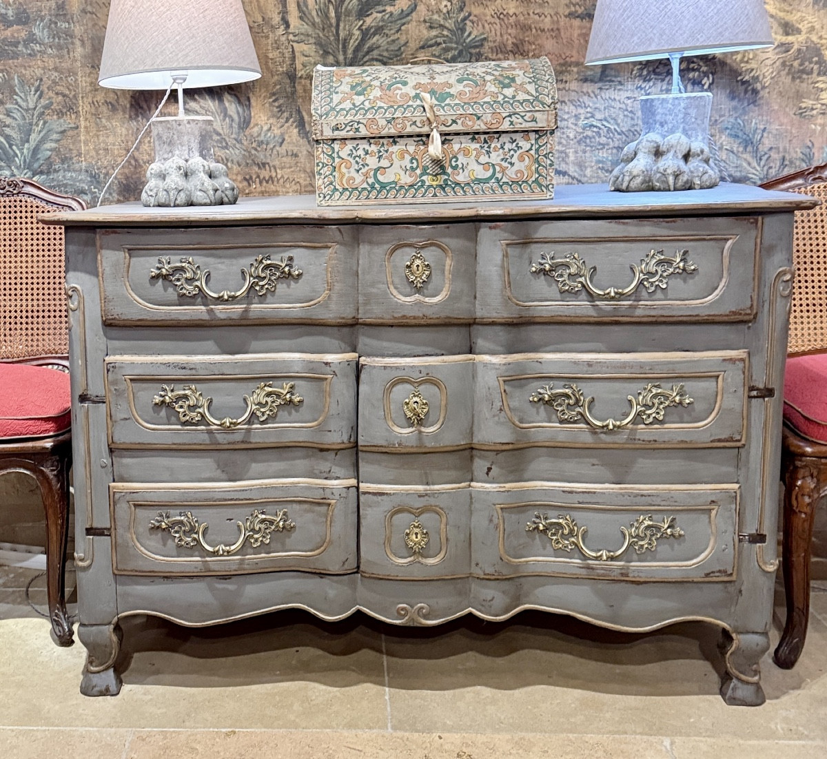 18th-century Painted Wooden Serpentine Commode – Formerly Converted Into A Cabinet With Doors