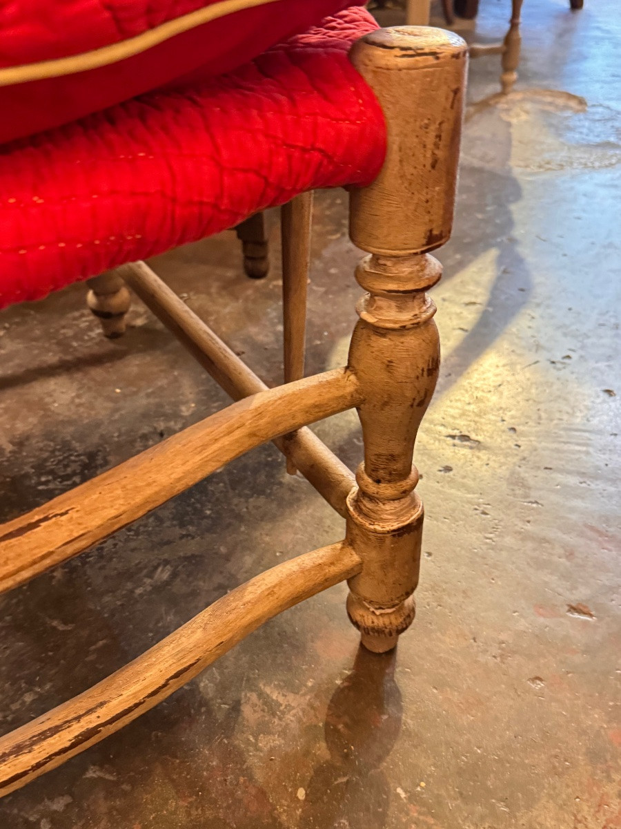 Grand Radassier Provençal Trois Places En Bois Peint, Époque Louis XVI – XVIIIᵉ Siècle-photo-4