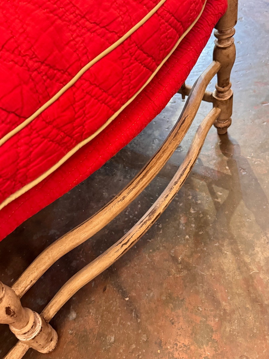 Grand Radassier Provençal Trois Places En Bois Peint, Époque Louis XVI – XVIIIᵉ Siècle-photo-1