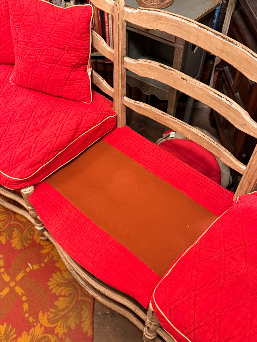 Grand Radassier Provençal Trois Places En Bois Peint, Époque Louis XVI – XVIIIᵉ Siècle-photo-2