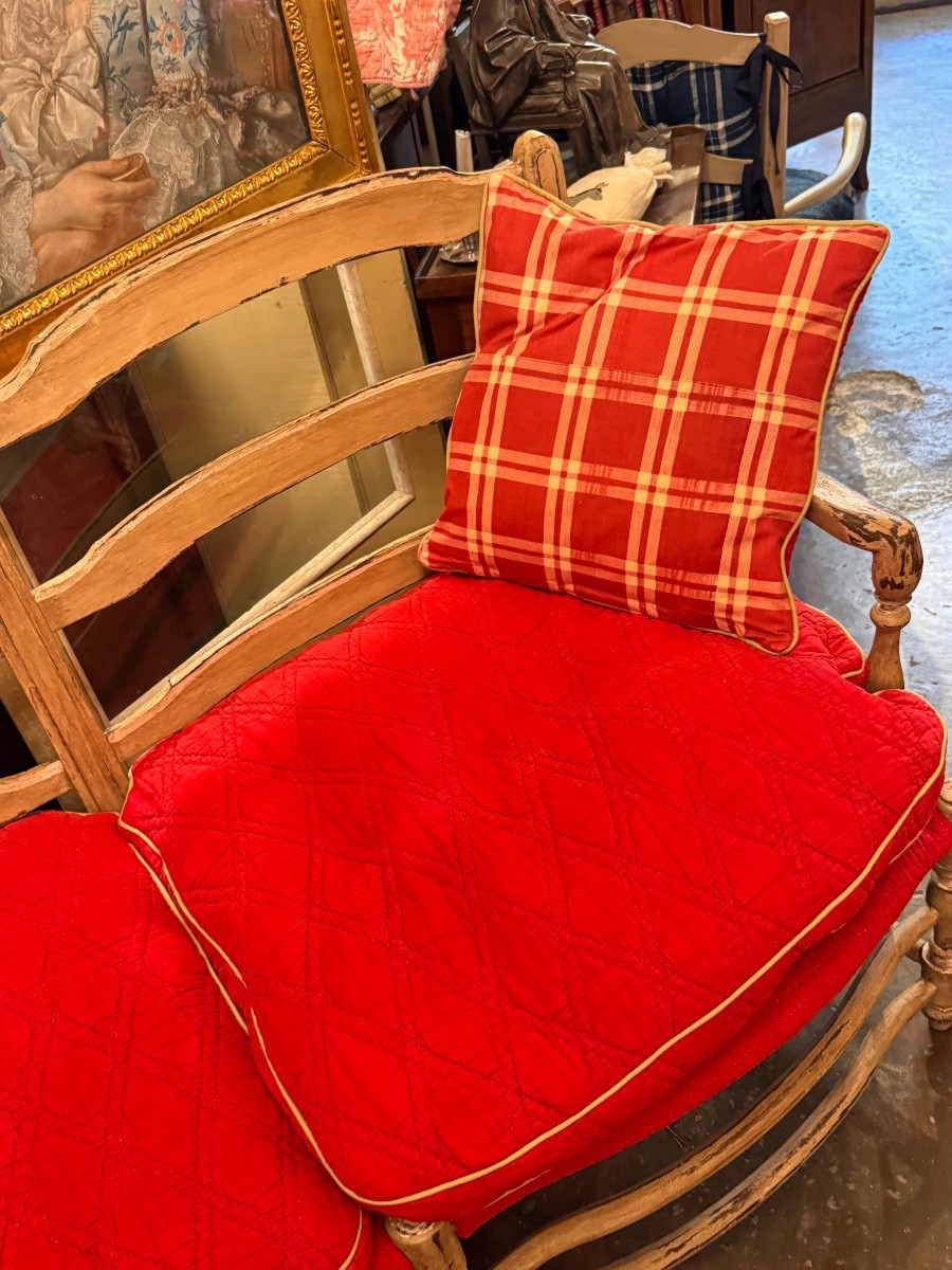 Grand Radassier Provençal Trois Places En Bois Peint, Époque Louis XVI – XVIIIᵉ Siècle-photo-3