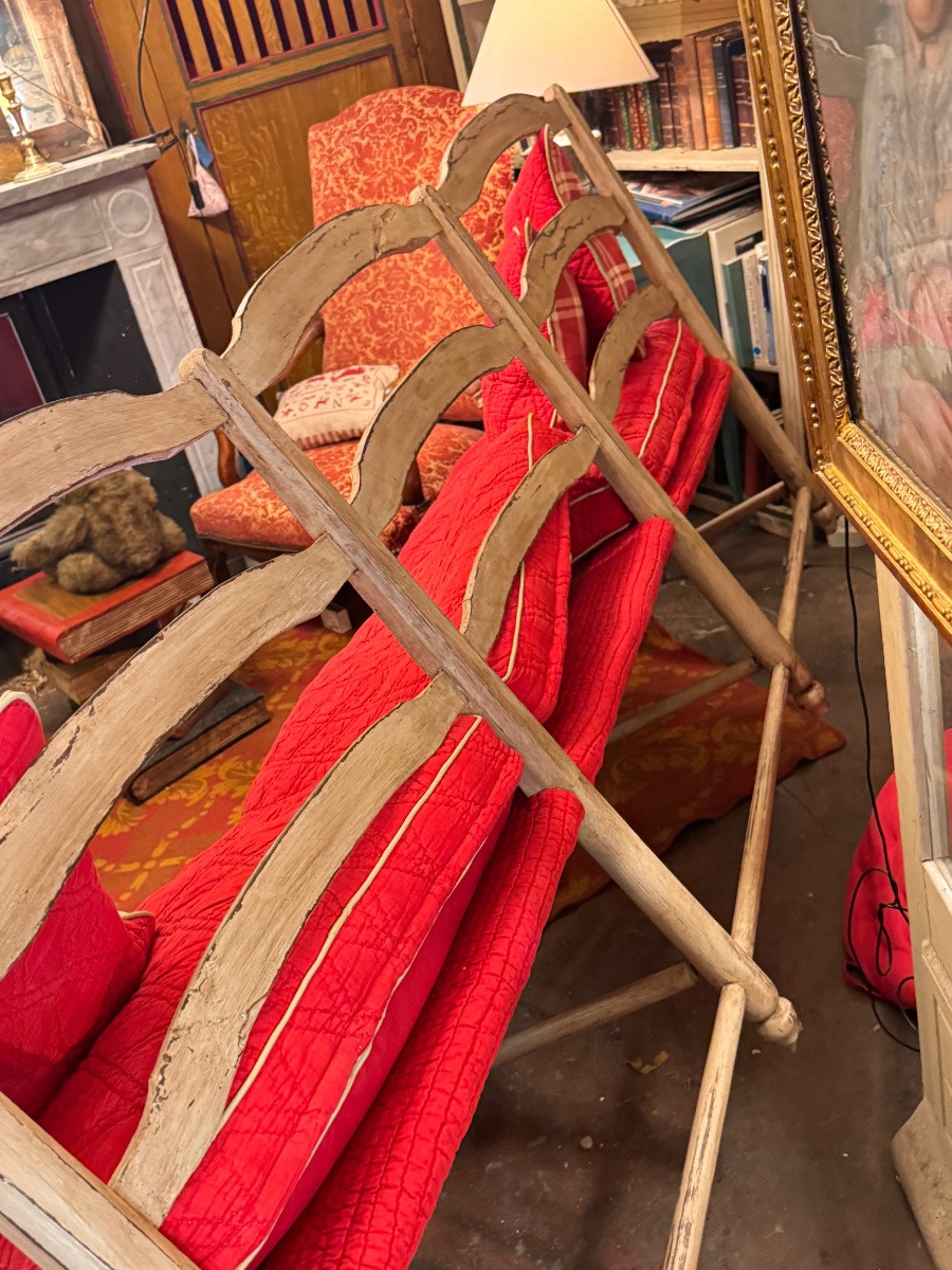 Grand Radassier Provençal Trois Places En Bois Peint, Époque Louis XVI – XVIIIᵉ Siècle-photo-4