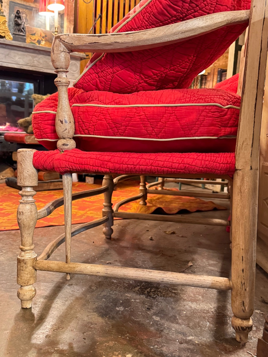 Grand Radassier Provençal Trois Places En Bois Peint, Époque Louis XVI – XVIIIᵉ Siècle-photo-5