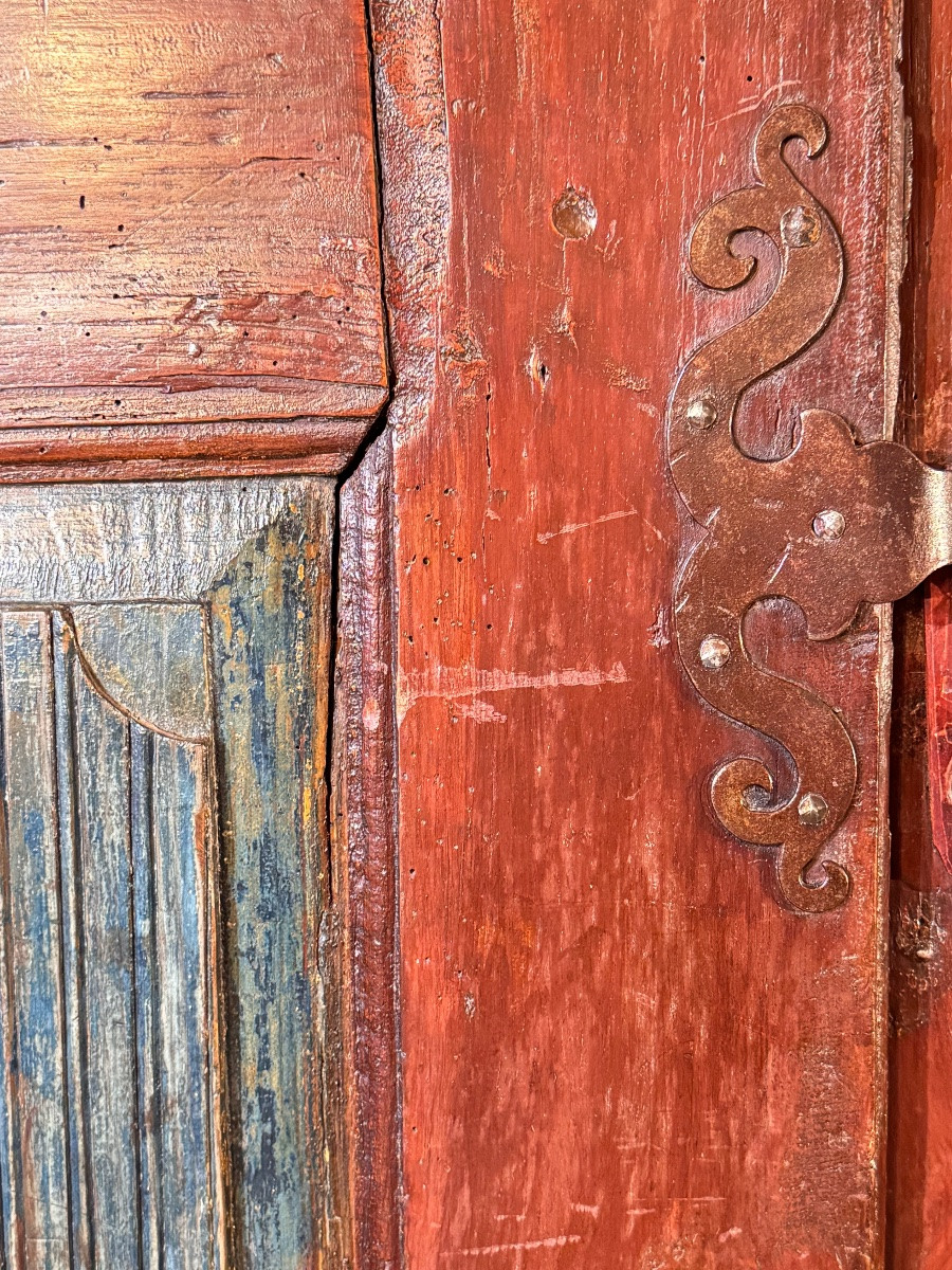 Armoire alsacienne du XIXe siècle – Peinture d’origine et ferronneries d’époque-photo-4