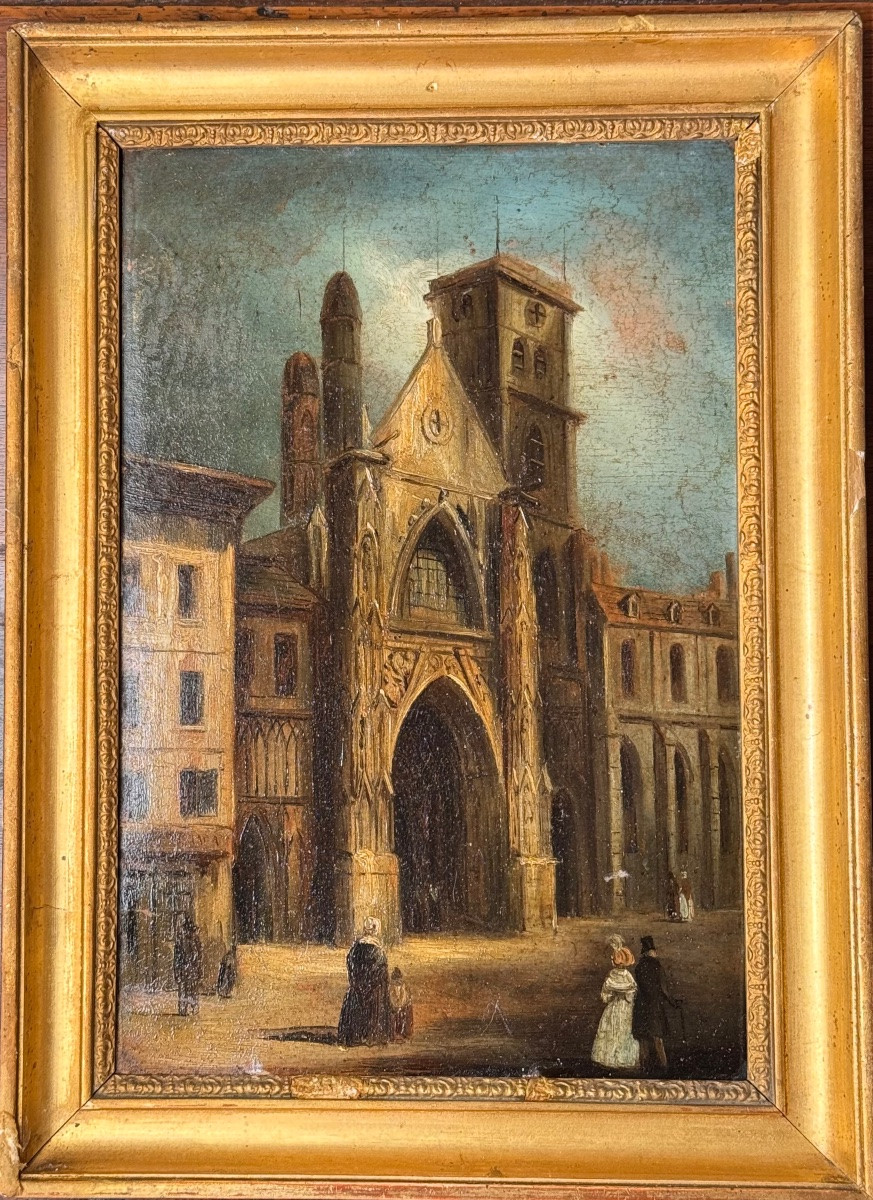 Suite de quatre huiles sur carton – Vues parisienne , vers 1830-1870-photo-2