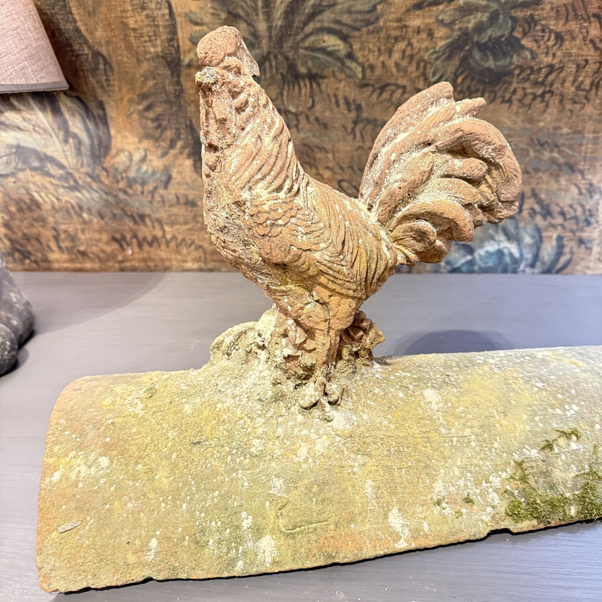 Terracotta Ridge Tile With A Rooster Motif – 19th Century-photo-3
