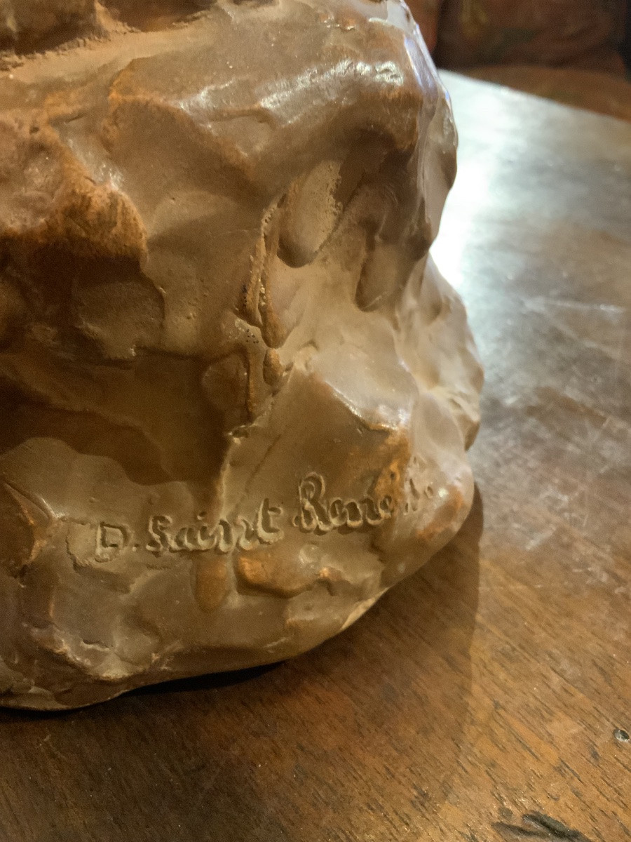 Arlésienne en terre cuite patinée, signée D. Saint René-photo-6